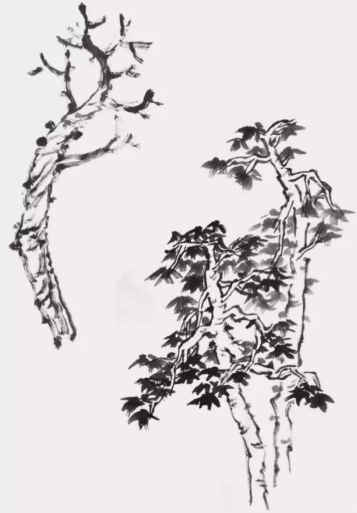 2024年春江苏开放大学山水画第三次形考作业杂树组合绘画作临摹